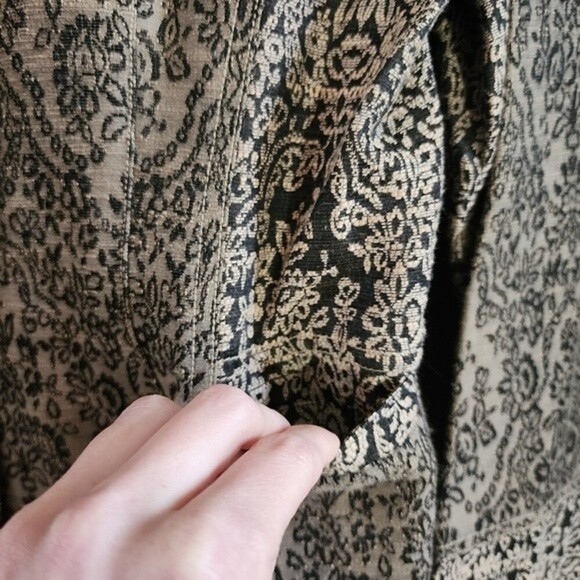 J Jill Brown Floral Lace Print Tapestry Blazer Size 8 - Picture 5 of 9